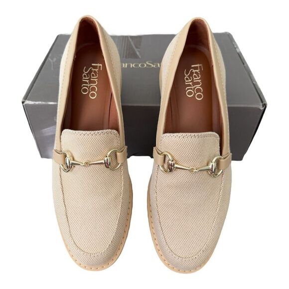 Franco Sarto Cason Natural Tan Canvas Loafers Women’s Size 6.5 Medium - Picture 3 of 12